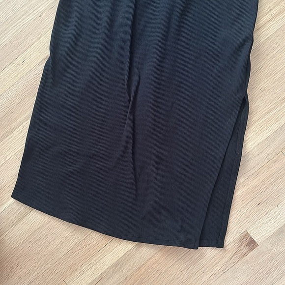 NWT Abercrombie & Fitch Black Spaghetti Strap Midi Dress with Slit Medium Petite - Picture 5 of 12